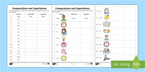 Comparatives and Superlatives Worksheet - ESL Resources