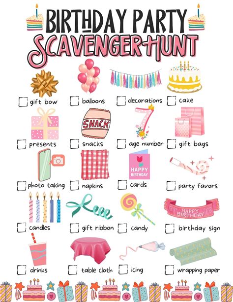 Birthday Party Scavenger Hunt for Kids | Birthday Party Game | Indoor ...