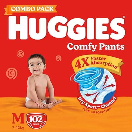 Huggies Comfy Pants Baby Diaper, Medium (M) Size (7-12 Kgs), Pack of ...