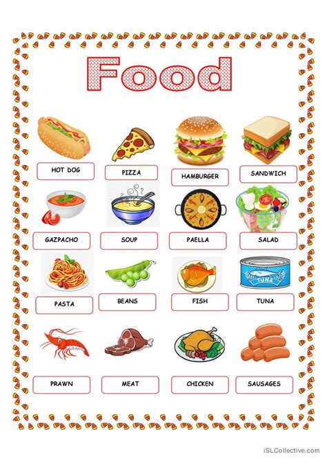 Food Names In English Vocabulary Worksheet
