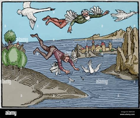 Daedalus And Icarus Flying