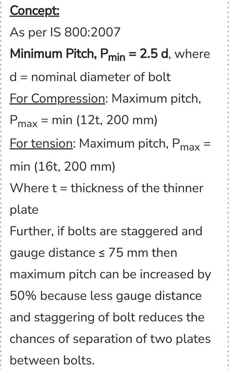 As per is-800, the minimum pitch of bolts in a row of bolts is ...