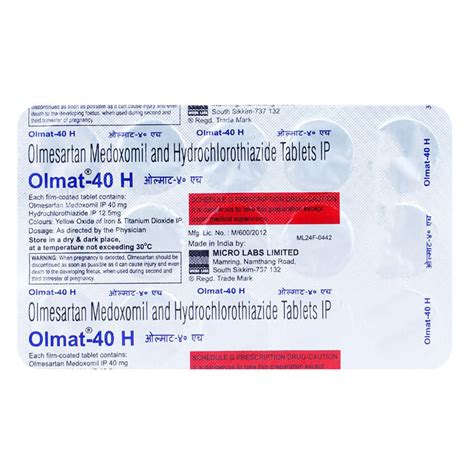 Olmat-40 H Tablet | Uses, Side Effects, Price | Apollo Pharmacy