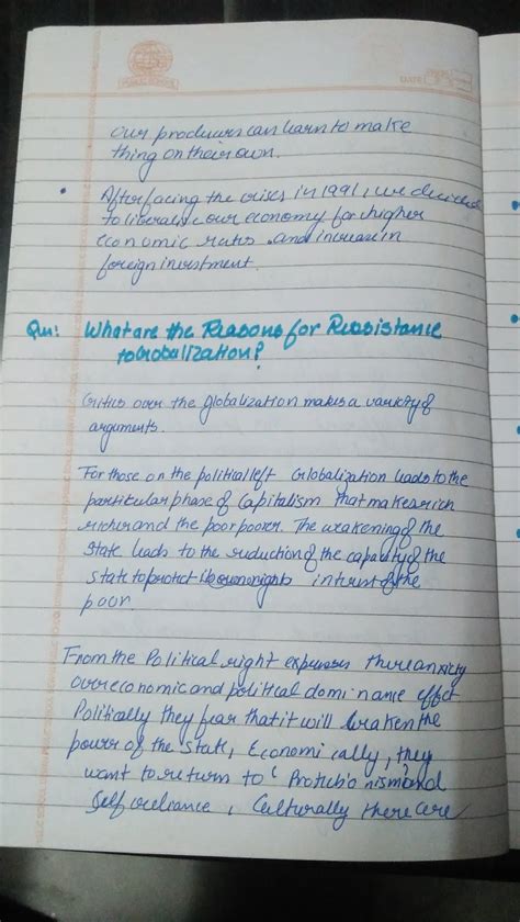 Image result for Globalisation Class 12 Handwritten Notes