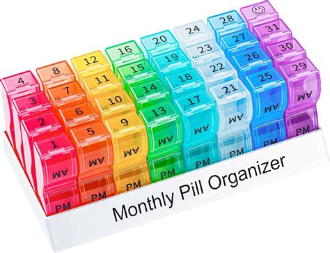 Amazon.com: Monthly Pill Organizer 2 Times a Day, one Month Pill Box AM ...