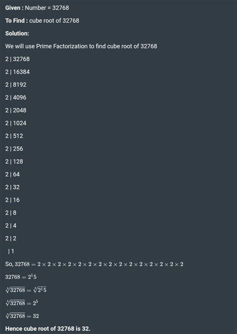 how to find cube root of 32768 in prime factor method - Brainly.in