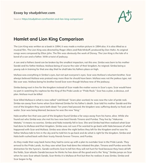 Lion King And Hamlet