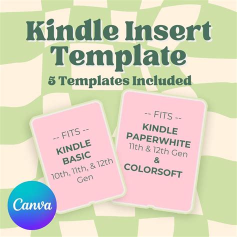 DIY Kindle Insert Canva Template | Customizable Templates for Kindle Basic, Kindle Paperwhite ...