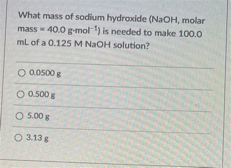 Molar Mass Sodium Hydroxide