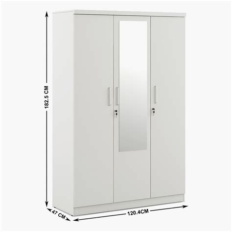 Buy Helios Reynan 3-Door Wardrobe with Mirror - White from Home Centre ...