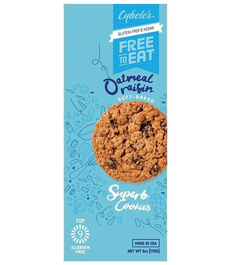 (2 pack) Cybele’s Free to Eat, Gluten-Free & Vegan, Soft-Baked, Oatmeal Raisin Cookies, 6oz, 12 ...