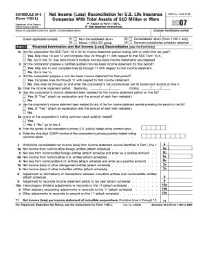 SCHEDULE M-3 (Form 1120-L) Net Income (Loss) Reconciliation For U ...