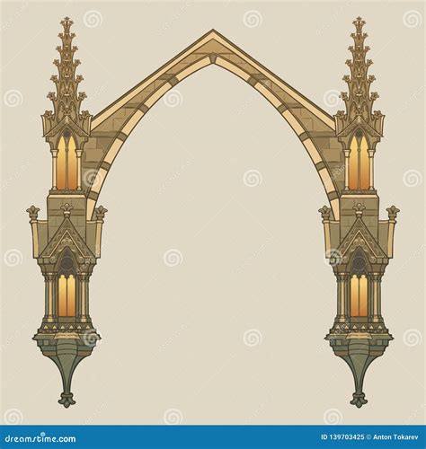 Medieval Manuscript Style Rectangular Frame. Gothic Style Pointed Arch ...