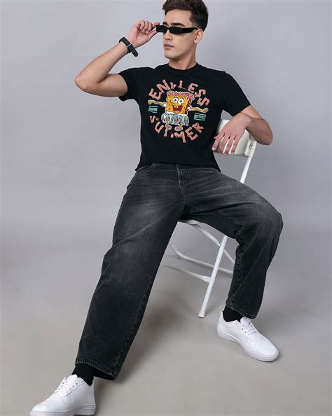 Sponge Bob Squarepants Printed Regular Fit Tshirt For Men – Free Authority