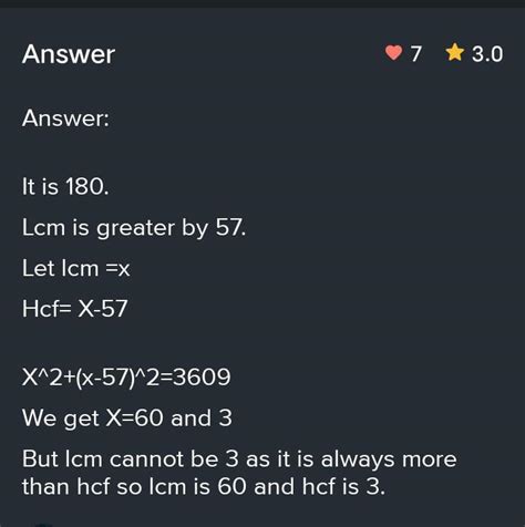 If the sum of squares of LCM & HCF of two positive numbers is 3609 ...