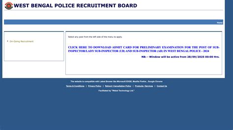 West Bengal Police SI/LSI admit card 2025 released at wbpolice.gov.in ...