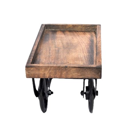 Wooden Handpained Tea Thela Serving Table Trolley - Oxyroots Handicraft ...