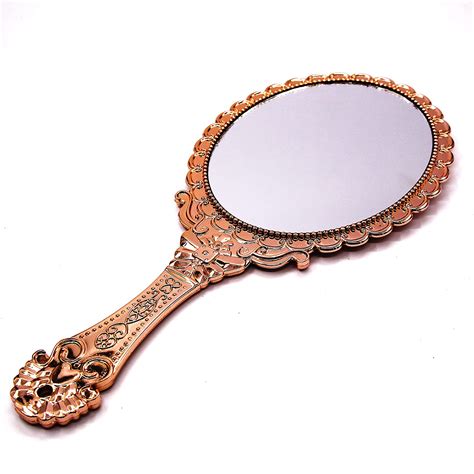 Buy XPXKJ Rose Gold, Oval: Handheld Mirror With Handle, For Vanity ...