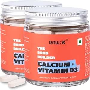 RawRX Plant based Calcium + D3 with Vitamin C, Magnesium, and Zinc - 60 ...