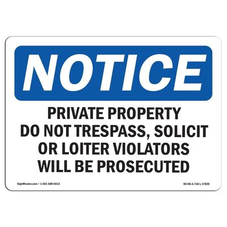 Signmission OSHA Notice Sign, 5" Height, 7" Width, Private Property Dot ...
