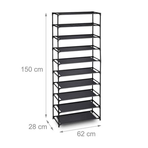 Black Shoe Organiser with 10 Levels