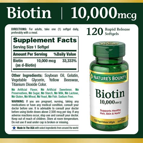 Nature's Bounty Biotin 10, 000 Mcg, Rapid Release Softgels