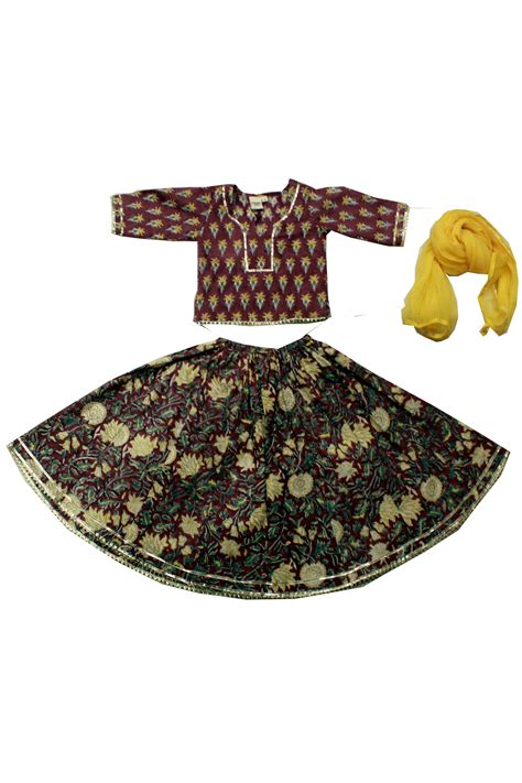 Cotton Gud Buti Girls Kurta set in Maroon – ChhipaPrints