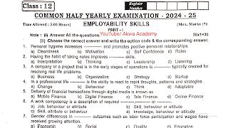 12th Employability Skills Half Yearly Question Paper English Medium ...