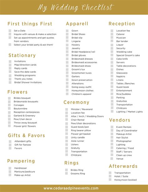 Image result for Wedding Planner Checklist Printable