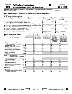 CA FTB 540NR Schedule CA 2018 - Fill out Tax Template Online