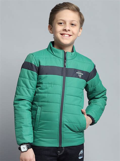 Buy Boys Green Printed Mock Neck Full Sleeve Jacket Online in India ...