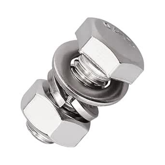 (15 Sets) M6-1.0 x 20mm Stainless Hex Bolts & Hex Nuts & Flat Washers ...