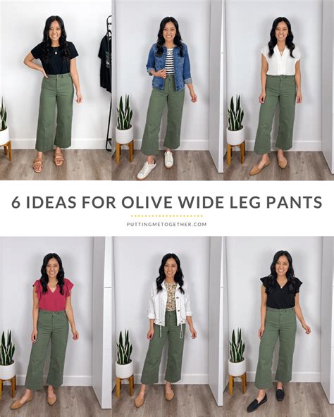 6 Ideas for How to Wear Olive Green Wide Leg Pants