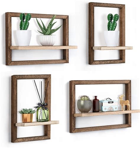 Diamond Wood Arts Floating Shelves for Wall, Rustic Square Wood Wall ...