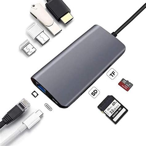 Eller Sante ® 8 in 1 USB C Hub Multiport Type C Adapter Ethernet with ...
