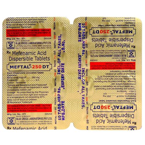 Meftal - 250 mg Tablet 10's Price, Uses, Side Effects, Composition ...