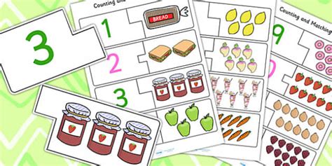 1-12 Food Themed Counting Matching Puzzle (teacher made)