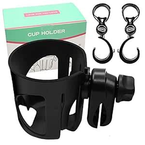 Buy Adpartner Pram Cup Holder with 2 Pack Stroller Hooks, Universal ...