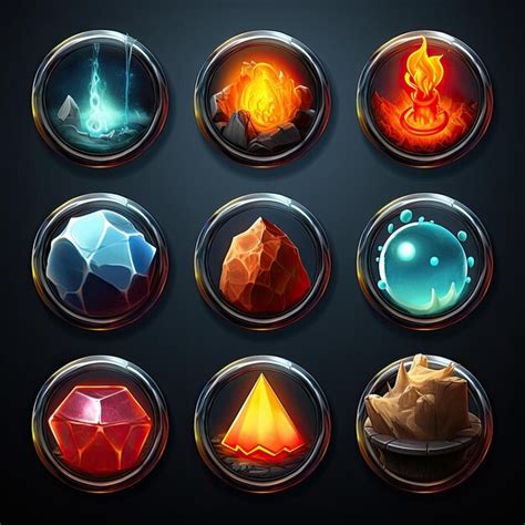 Elements game icons | Premium AI-generated image
