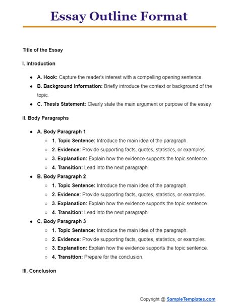 Image result for Outline Sample Format