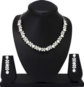 Atasi International Alloy Rhodium Silver Jewellery Set Price in India ...