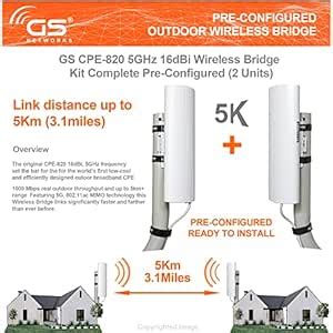 5GHz Wireless Bridge - 2 Units Bridge Kit Pre-Configured - Long Range ...