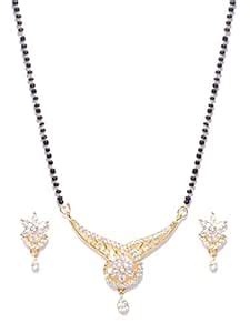 Buy Priyaasi Desiner Floral Shaped Gold Plated American Diamond ...