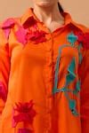 Buy Orange Cotton Shirt Collar Applique And Pant Set For Women by Vidhi ...
