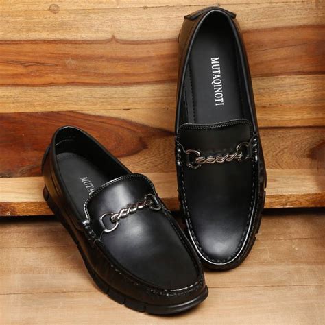 MUTAQINOTI Men's Black Luxury Leather Shoe Loafers For Men - Buy ...