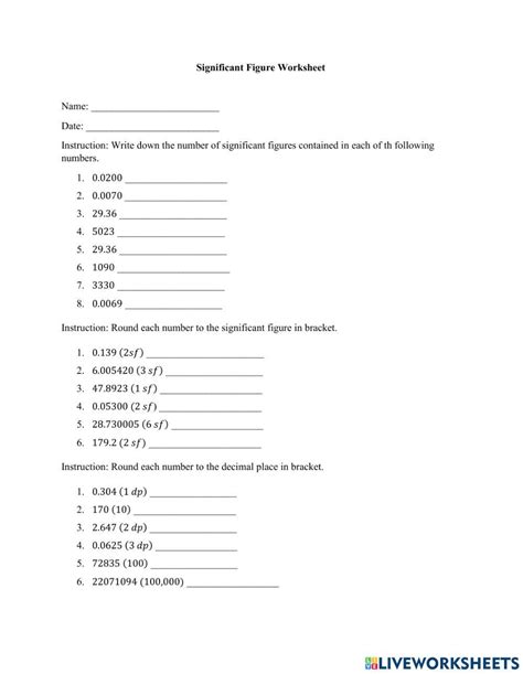 Image result for Significant Digit Practice Worksheet