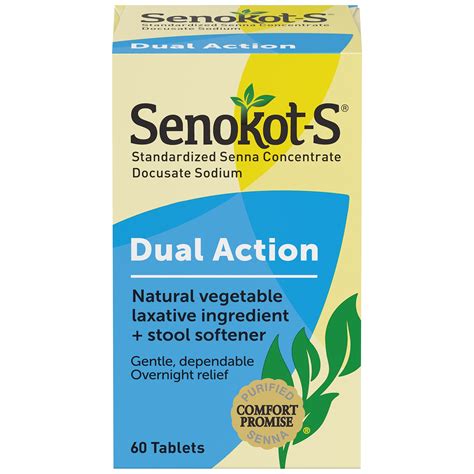 Senokot-S® Dual Action Standardized Senna Concentrate, Docusate Sodium Tablets, 60 Ct - Walmart.com