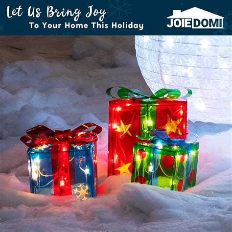 Buy JOIEDOMI Set of 3 Christmas Lighted Gift Boxes Christmas ...