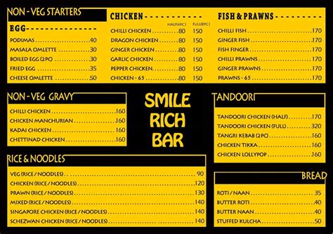 Menu at SMILE RICH BAR, Chennai, HOTEL GMT GRAND PARK 196 Jawaharlal ...