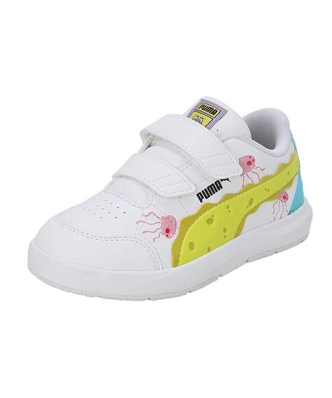 Buy Puma Unisex-Kid Evolve Court Spongebob V Pre-School White-Lucent ...
